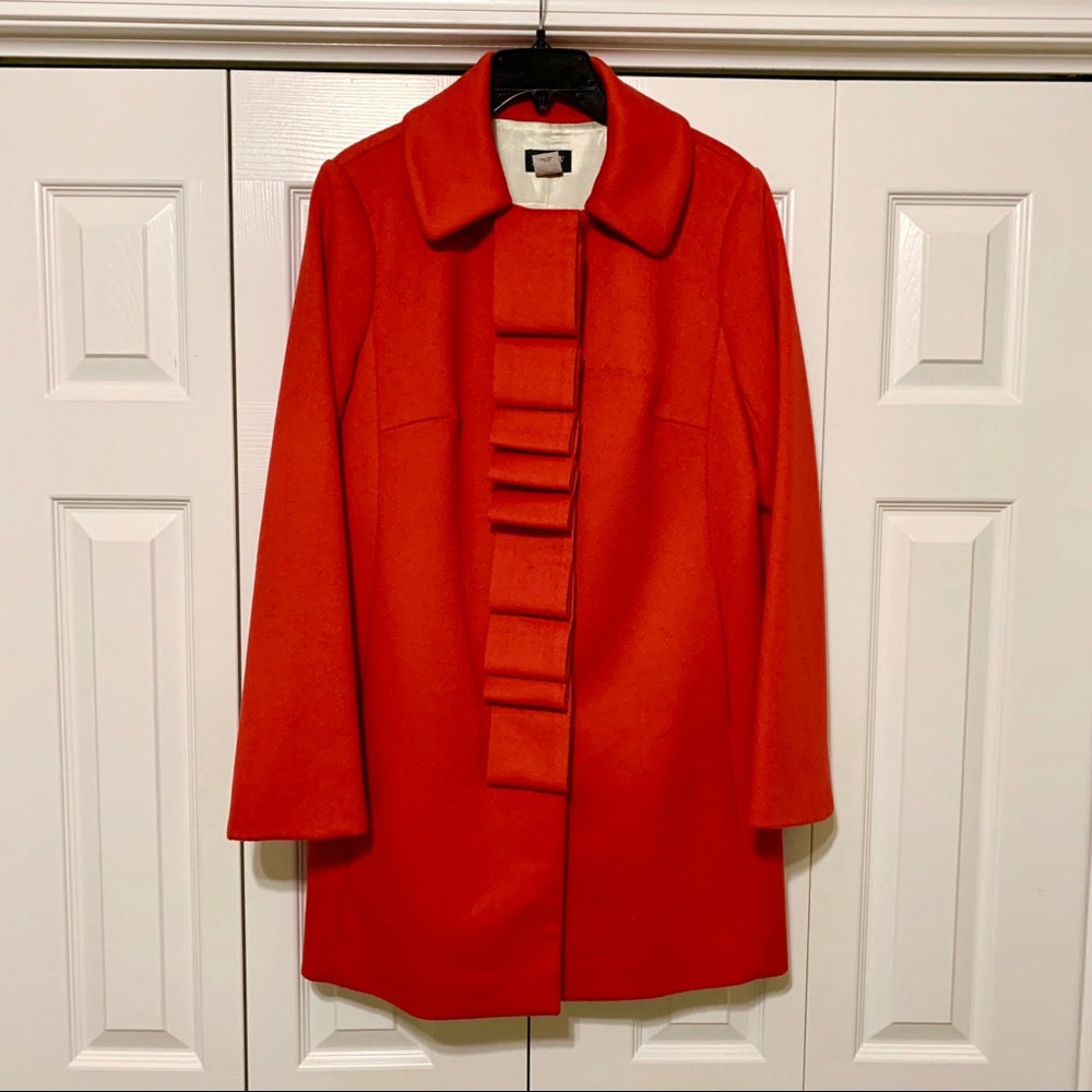 J Crew red wool coat size 10. NWOT